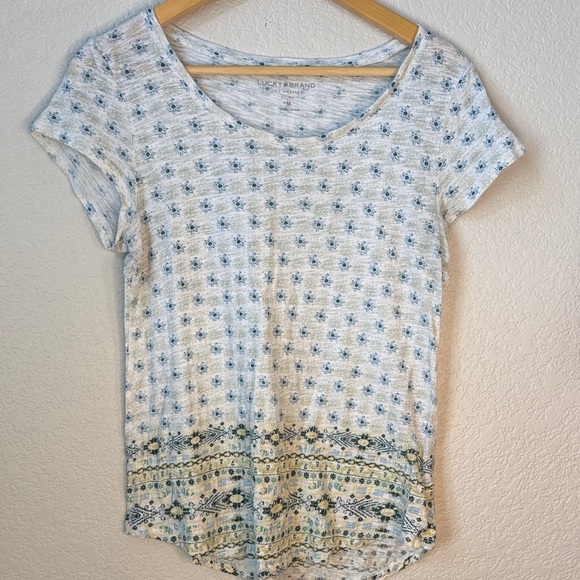Lucky Brand Tops - Lucky Brand Tee Shirt Top Floral Blue and Yellow Size Medium